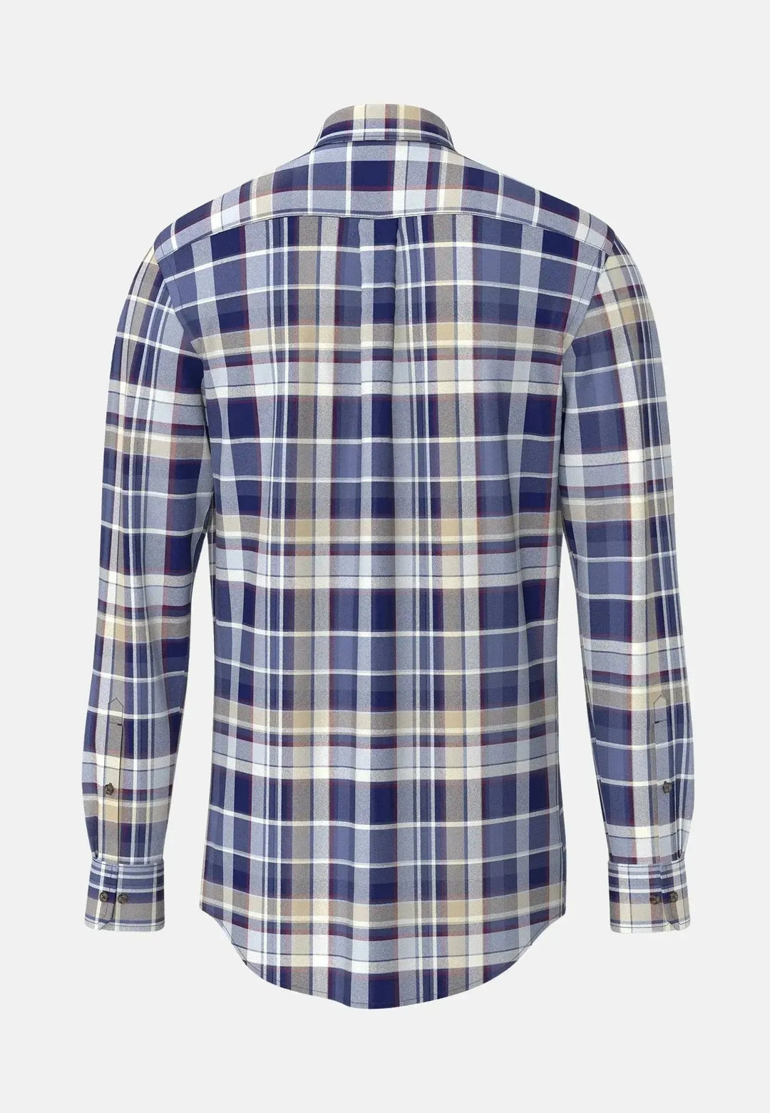 fynch-hatton-Colourful Check Button Down Flannel Shirt Misty Blue