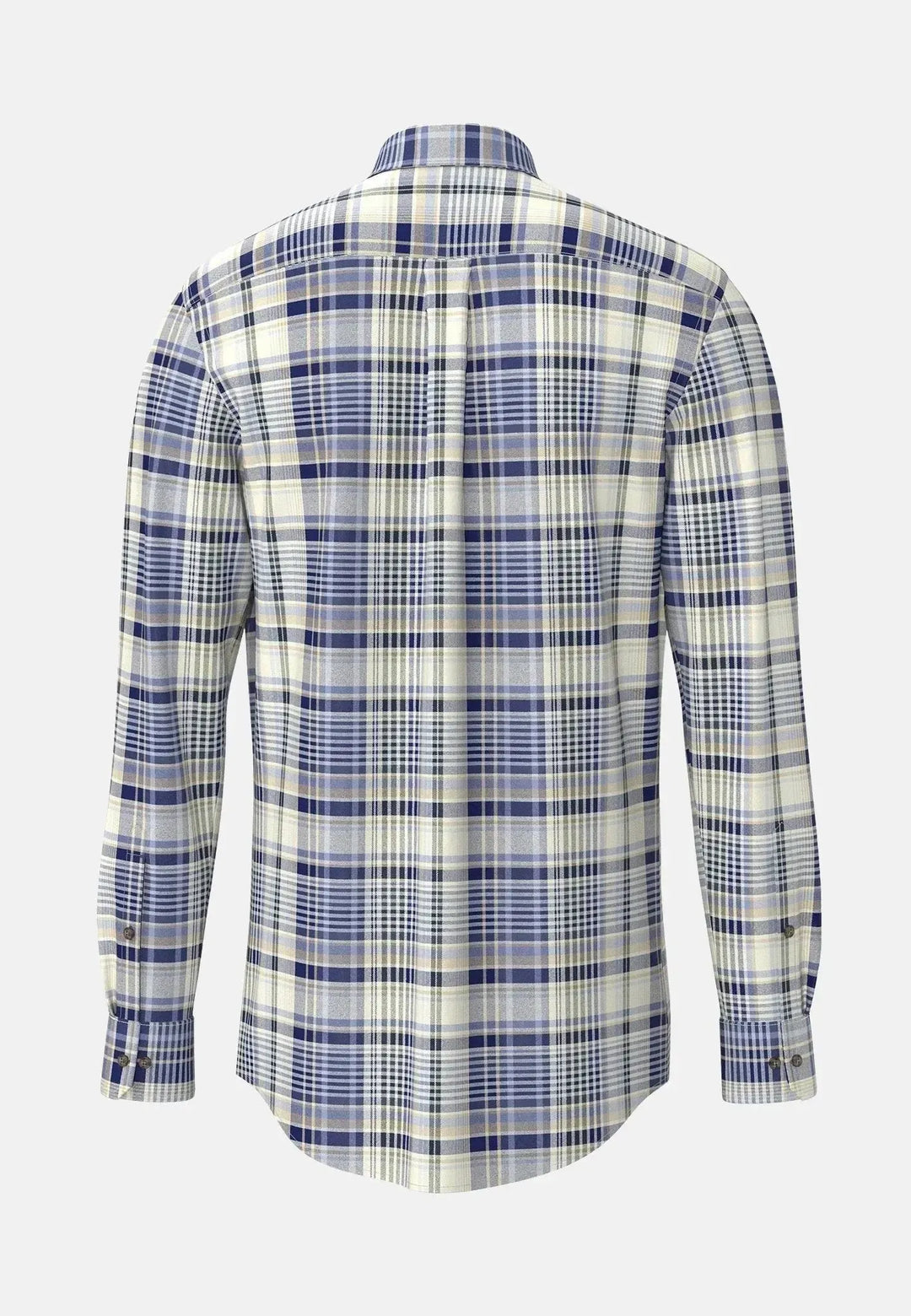 fynch-hatton-Colourful Flannel Button Down Check Shirt Misty Blue