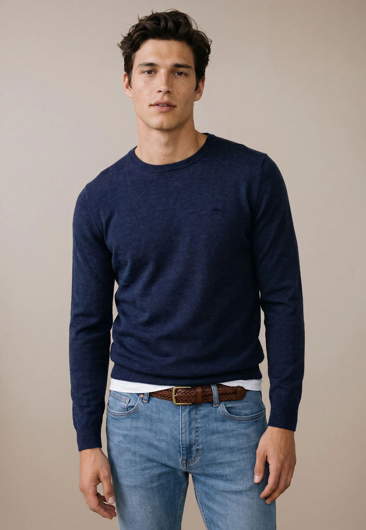 Merino Cashmere Crewneck Knit Ink Blue