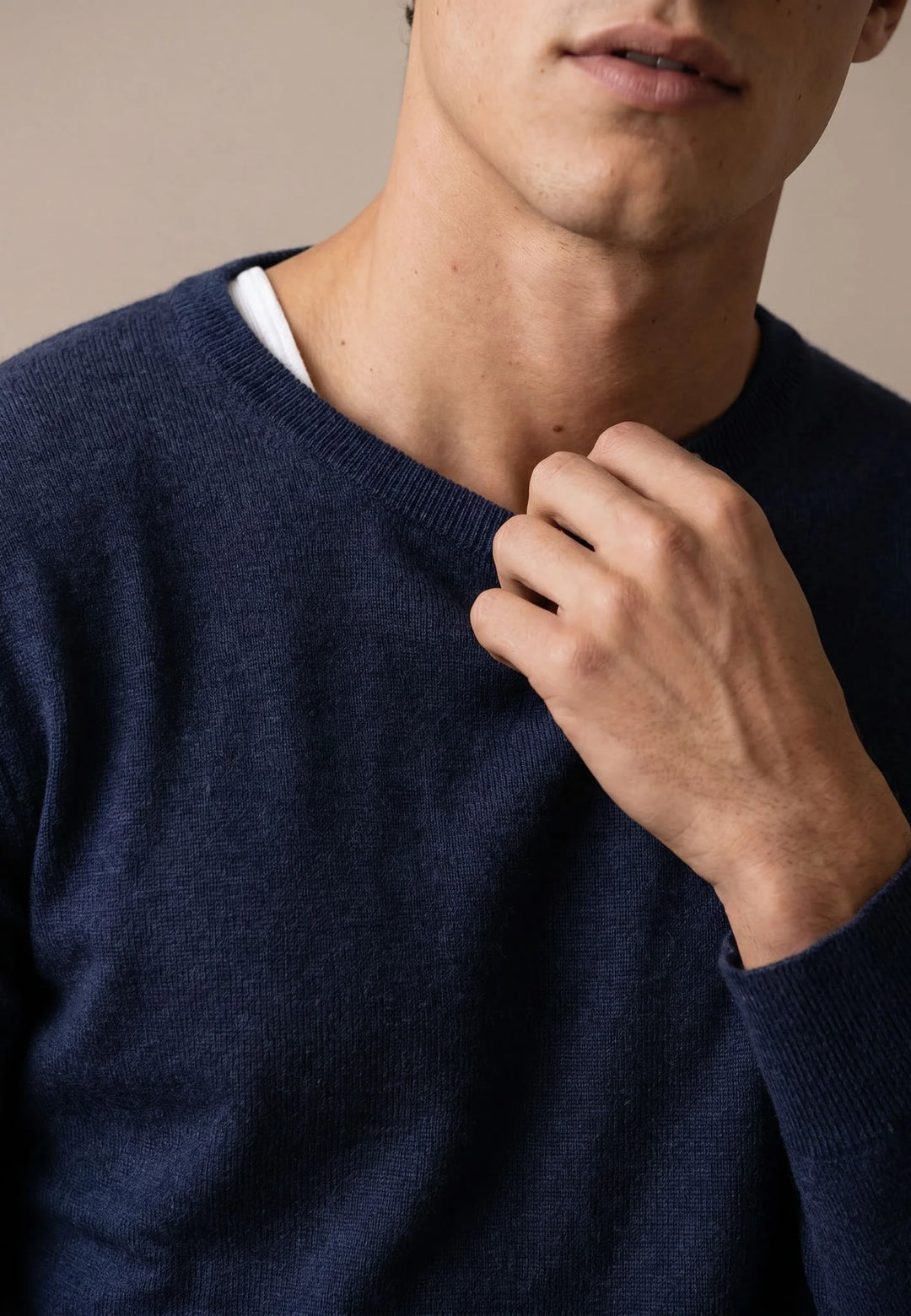 Merino Cashmere Crewneck Knit Ink Blue