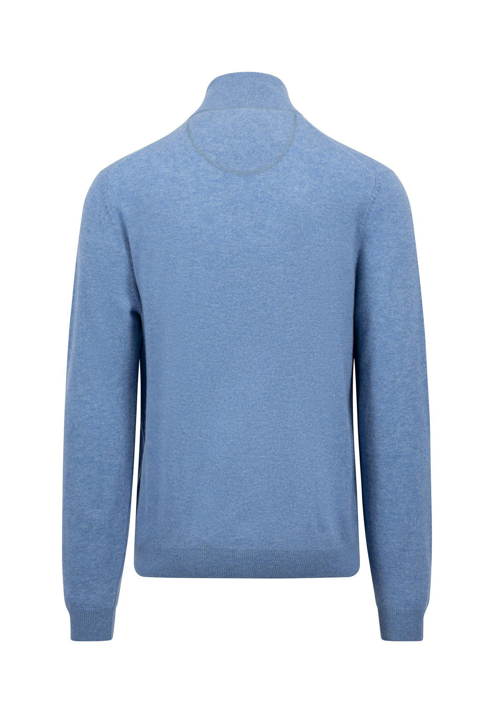 1/4 ZIP MERINO CASHMERE KNIT CLOUD BLUE-Fynch-Hatton UK