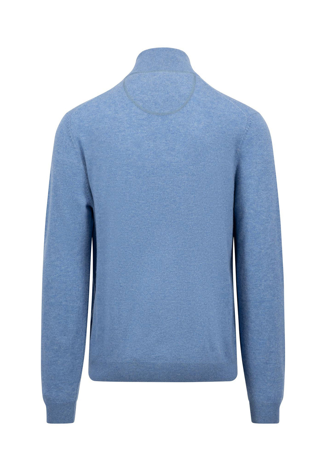 1/4 ZIP MERINO CASHMERE KNIT CLOUD BLUE-Fynch-Hatton UK