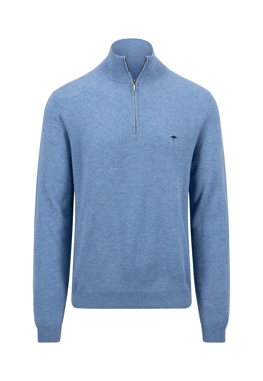 1/4 ZIP MERINO CASHMERE KNIT CLOUD BLUE-Fynch-Hatton UK