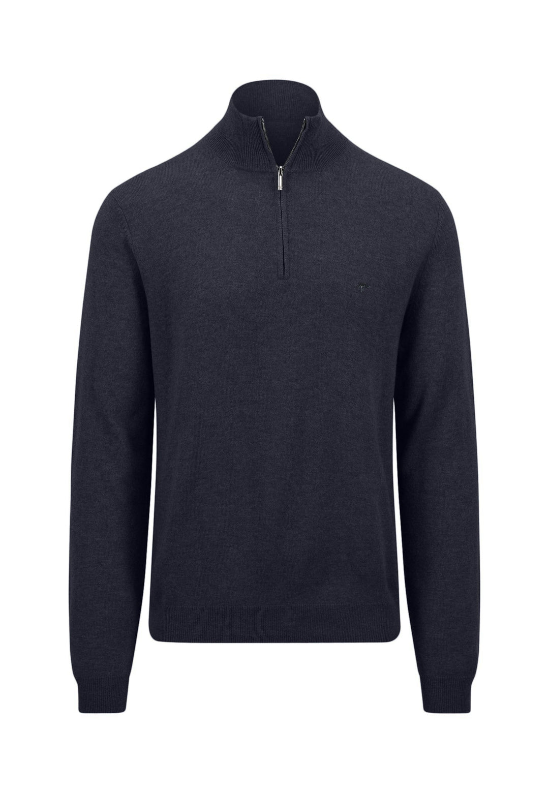 1/4 ZIP MERINO CASHMERE KNIT NAVY-Fynch-Hatton UK