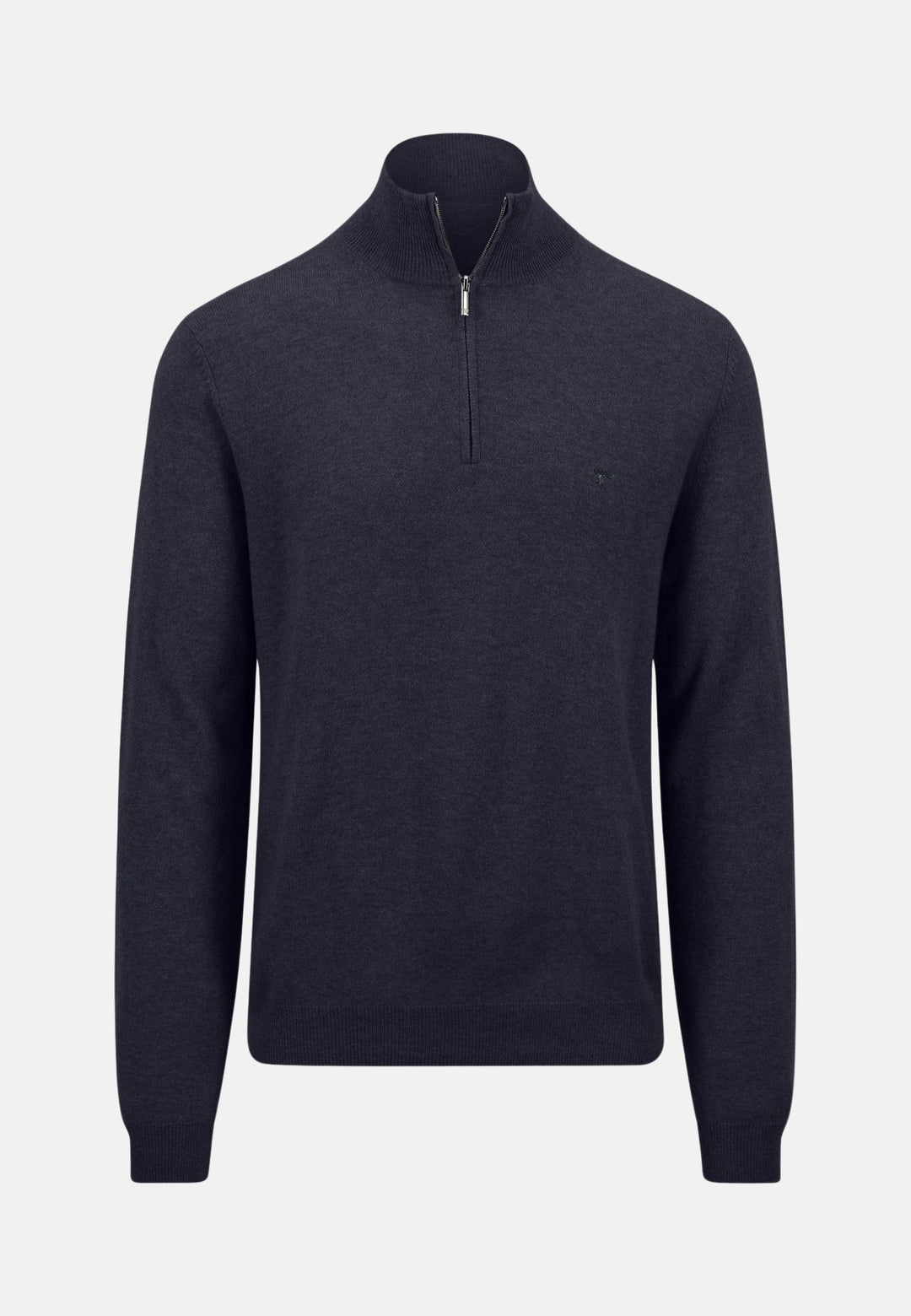 1/4 Zip Merino Cashmere Knit Navy-Fynch-Hatton UK