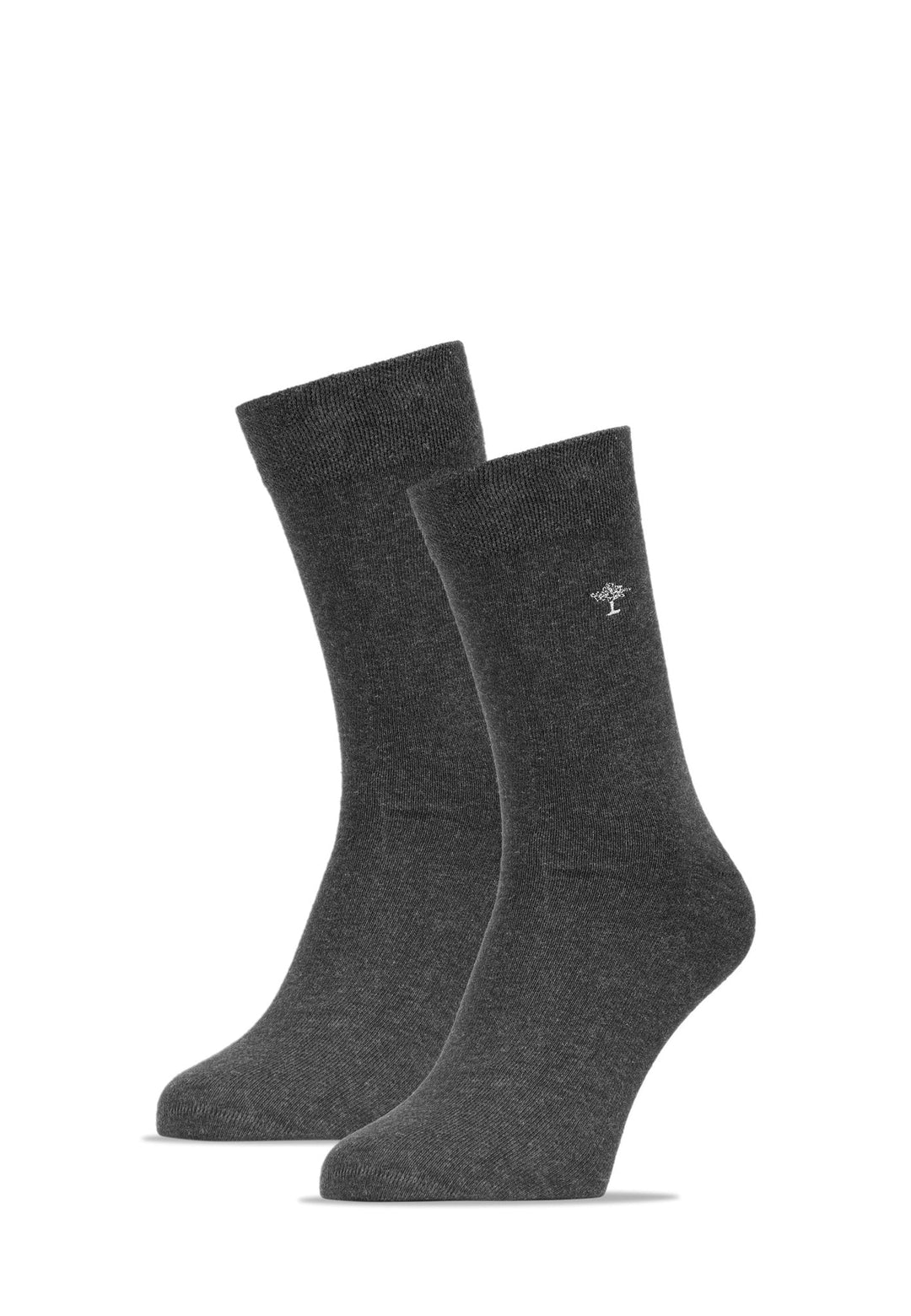 2-PACK EMBROIDERED LOGO SOCKS ANTHRACITE-Fynch-Hatton UK