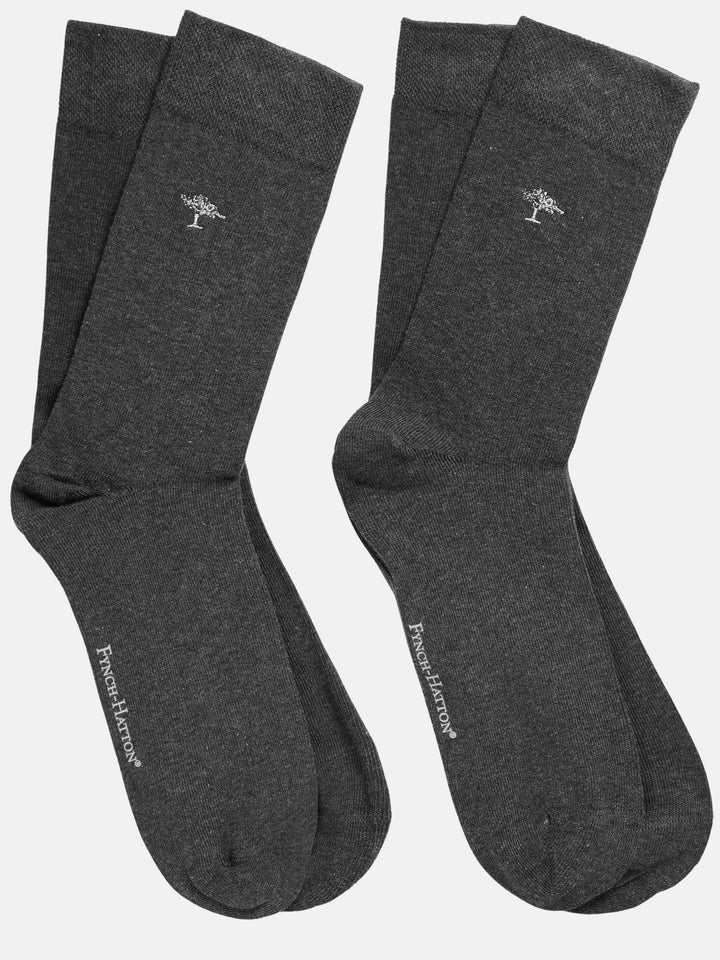 2-Pack Logo Embroidery Socks Anthracite-Fynch-Hatton UK