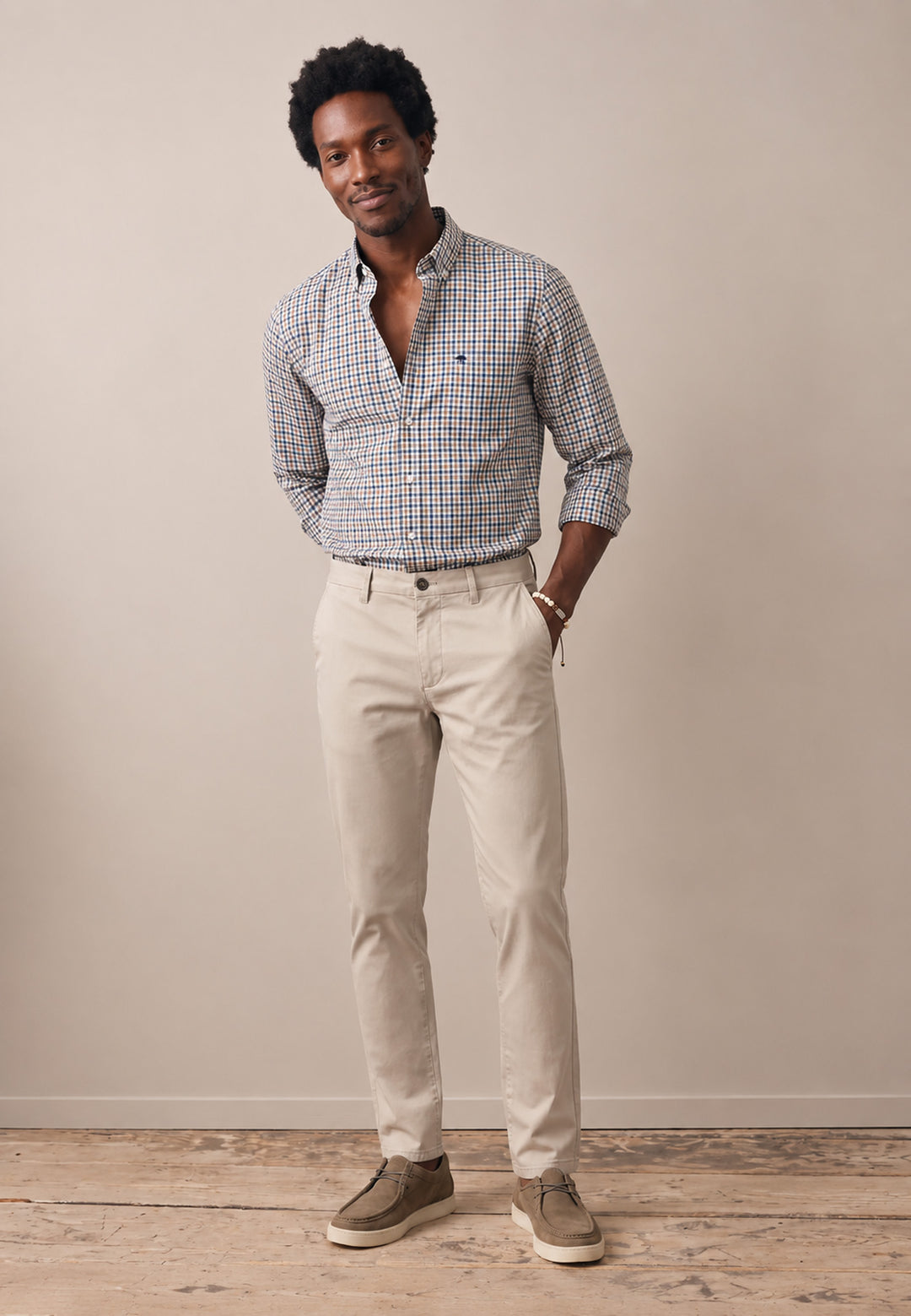 Dobby Check Button Down Shirt Teal