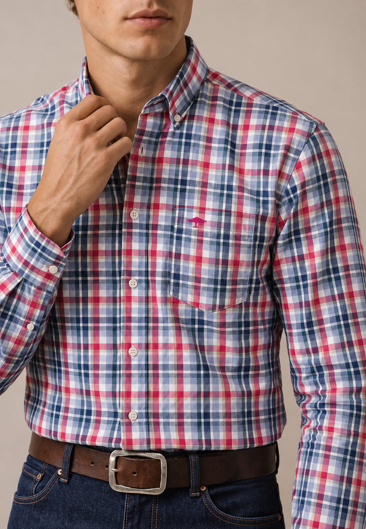 Multicolor Check Button Down Shirt Grape