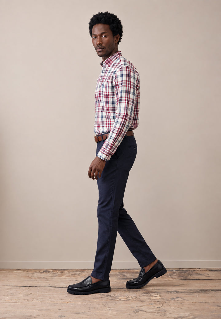 Colorful Twill Check Button Down Shirt Grape