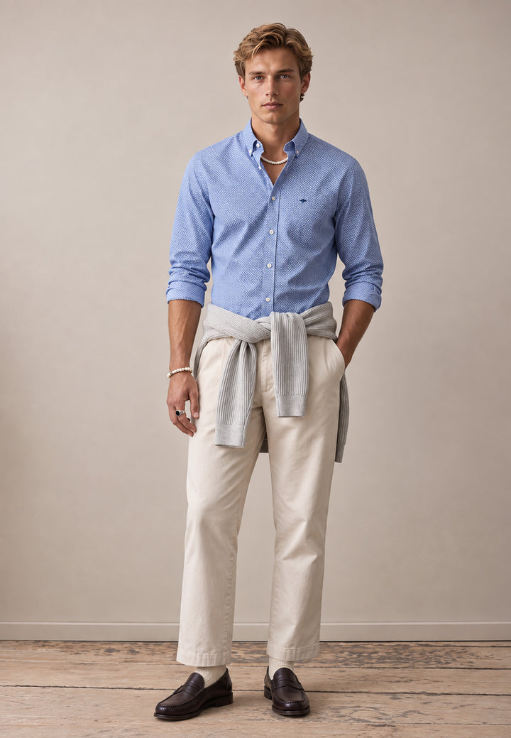 Minimal Print Button Down Shirt Grape