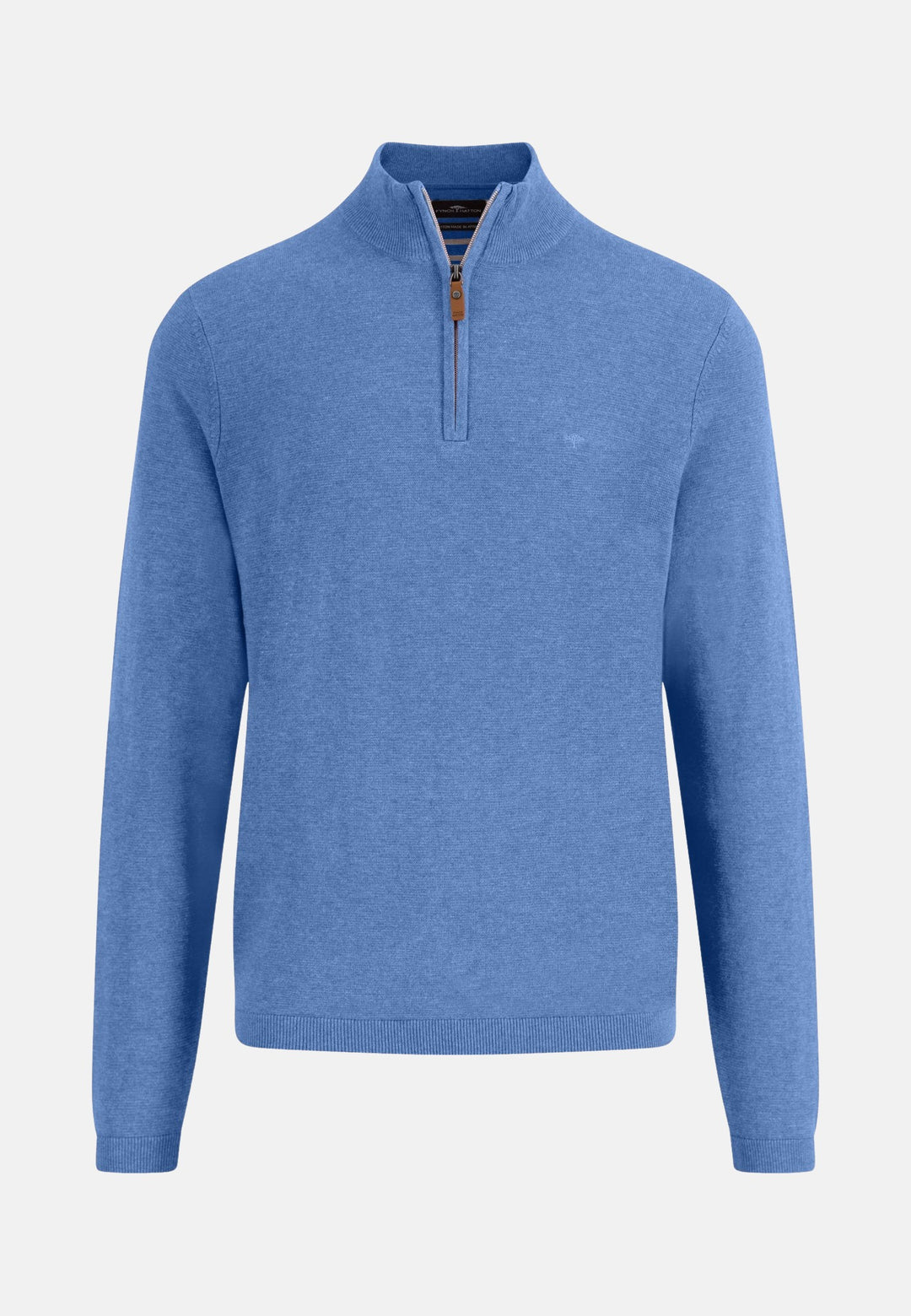 Air Cotton 1/4 Zip Knit Crystal Blue-Fynch-Hatton UK