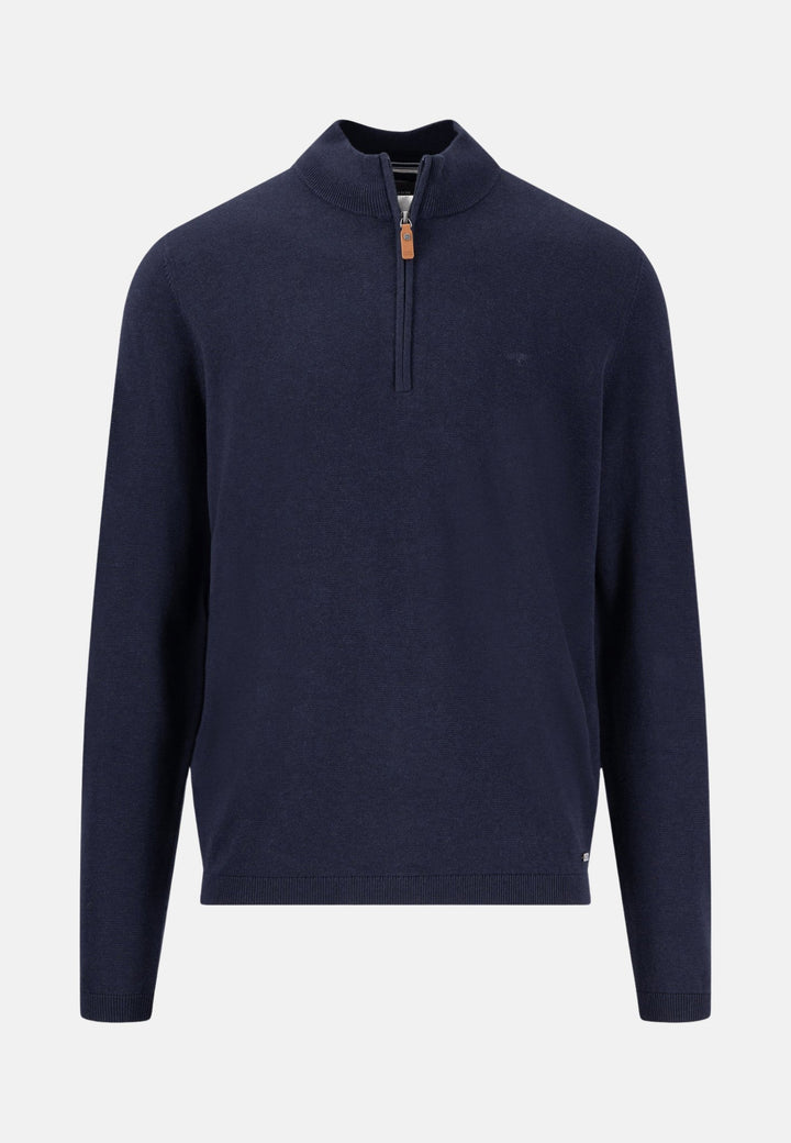 Air Cotton 1/4 Zip Knit Navy-Fynch-Hatton UK