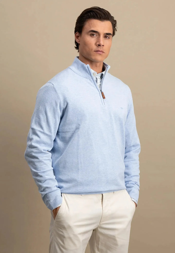 Air Cotton 1/4 Zip Knit Summer Breeze-Fynch-Hatton UK