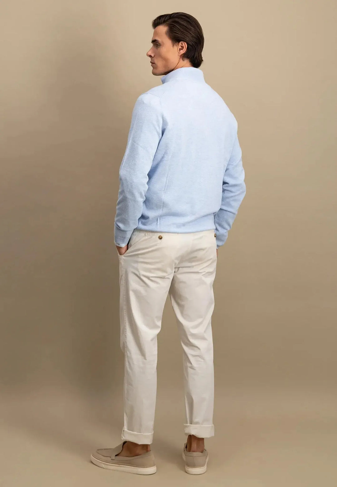 Air Cotton 1/4 Zip Knit Summer Breeze-Fynch-Hatton UK