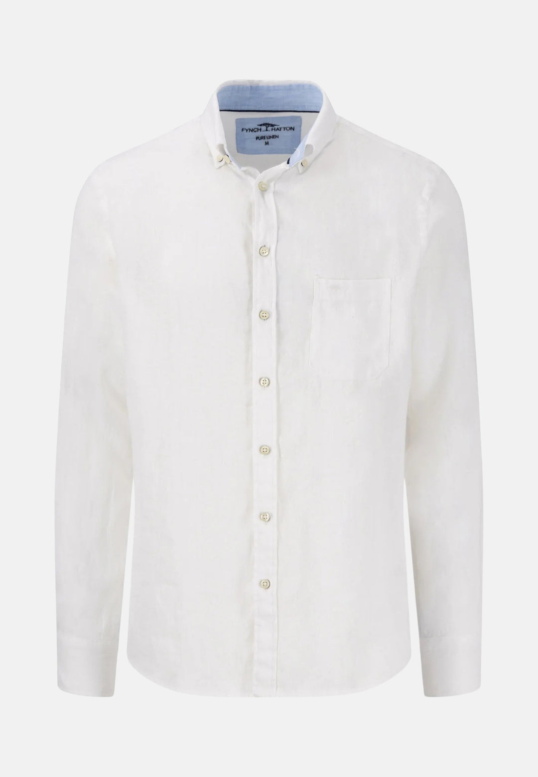 Button Down Linen Shirt White-Fynch-Hatton UK