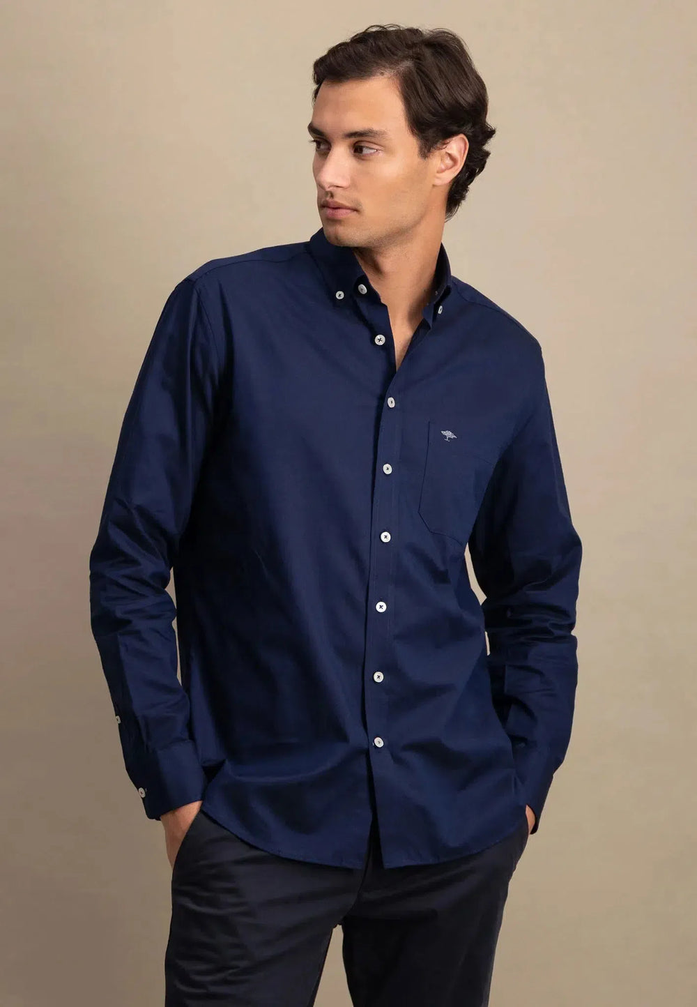 Button Down Oxford Shirt Navy-Fynch-Hatton UK