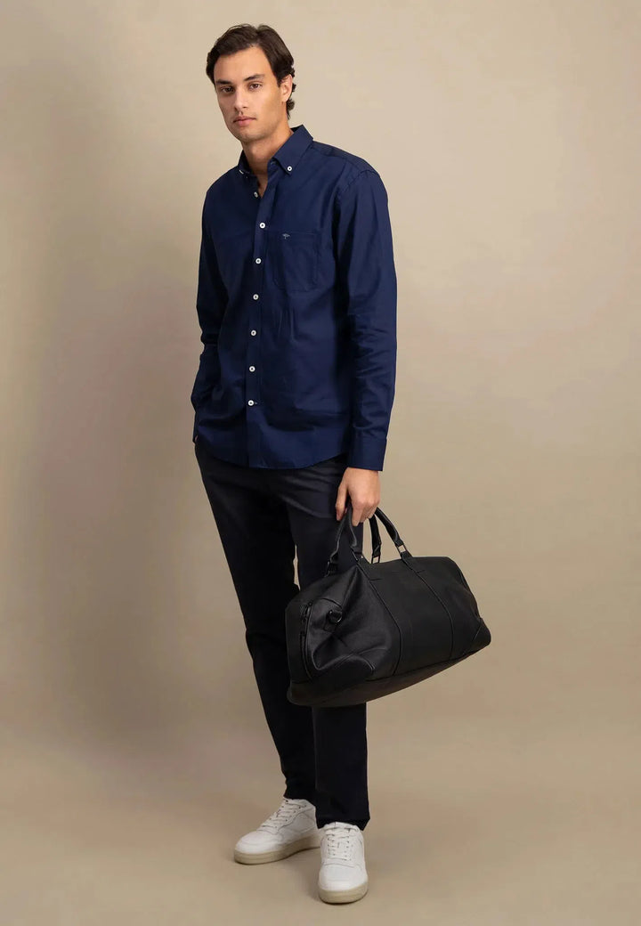 Button Down Oxford Shirt Navy-Fynch-Hatton UK