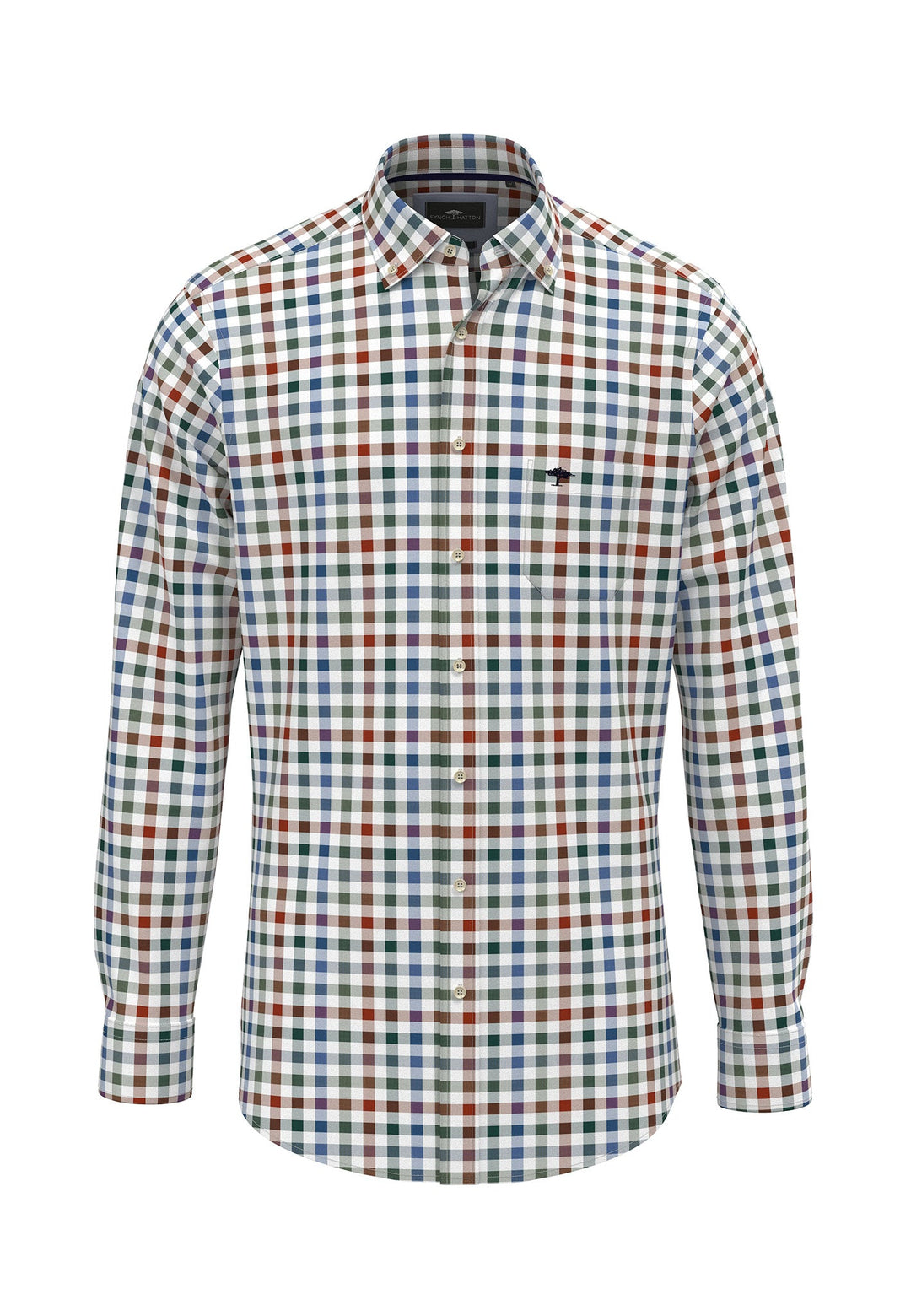 CLASSIC COMBI CHECK SHIRT RUST-Fynch-Hatton UK