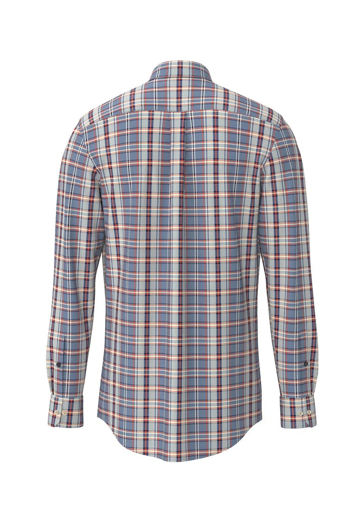 CLASSIC MIXED CHECK SHIRT CLOUD BLUE-Fynch-Hatton UK