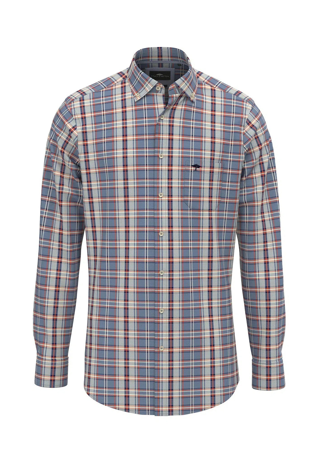 CLASSIC MIXED CHECK SHIRT CLOUD BLUE-Fynch-Hatton UK