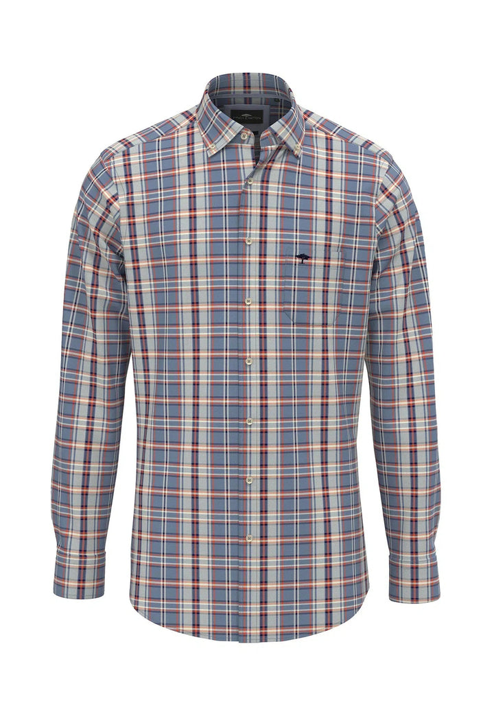 CLASSIC MIXED CHECK SHIRT CLOUD BLUE-Fynch-Hatton UK