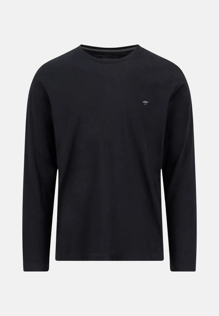 Crew Neck LS T-Shirt Black-Fynch-Hatton UK