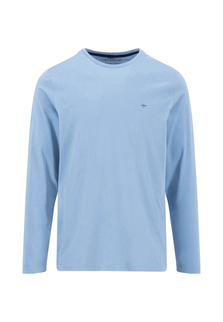 CREW NECK LS T-SHIRT CLOUD BLUE-Fynch-Hatton UK