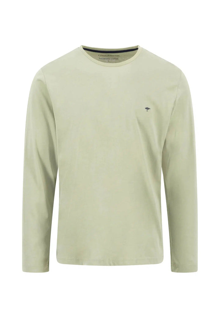 CREW NECK LS T-SHIRT LIGHT KHAKI-Fynch-Hatton UK