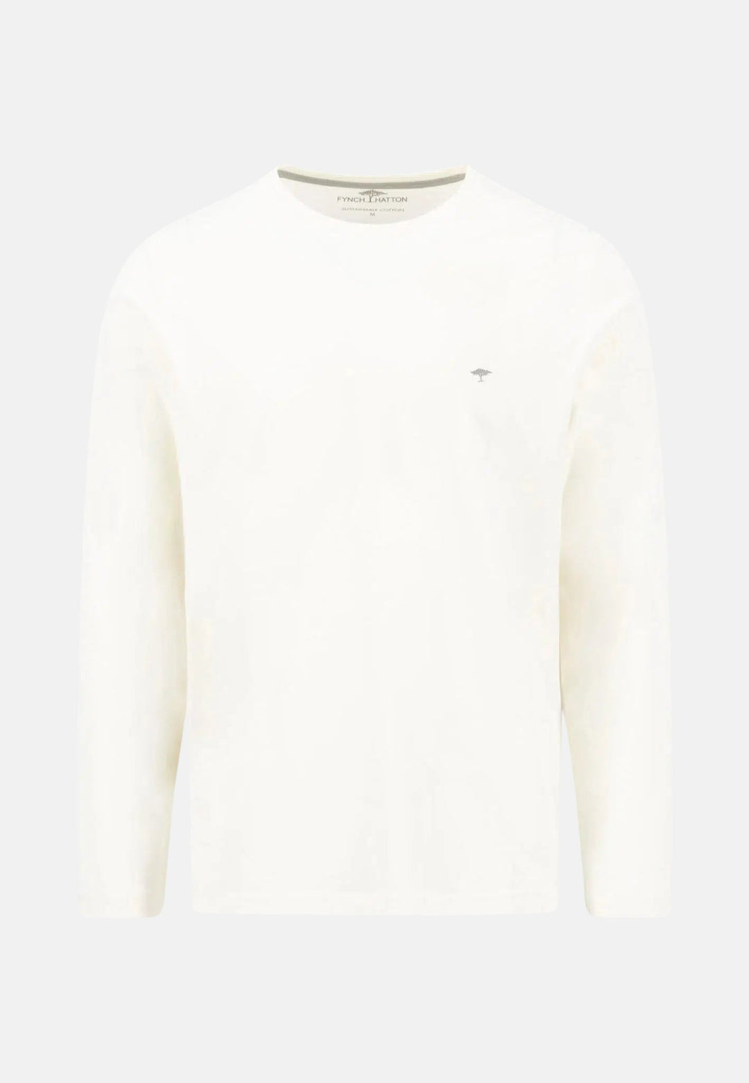 Crew Neck LS T-Shirt Off White-Fynch-Hatton UK