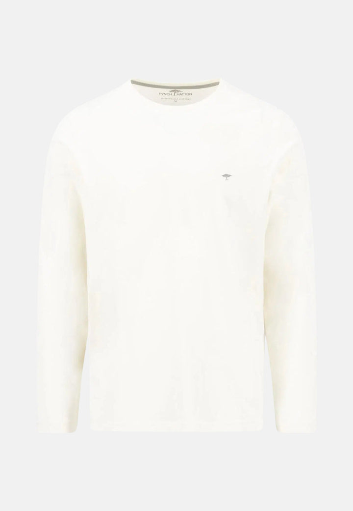 Crew Neck LS T-Shirt Off White-Fynch-Hatton UK