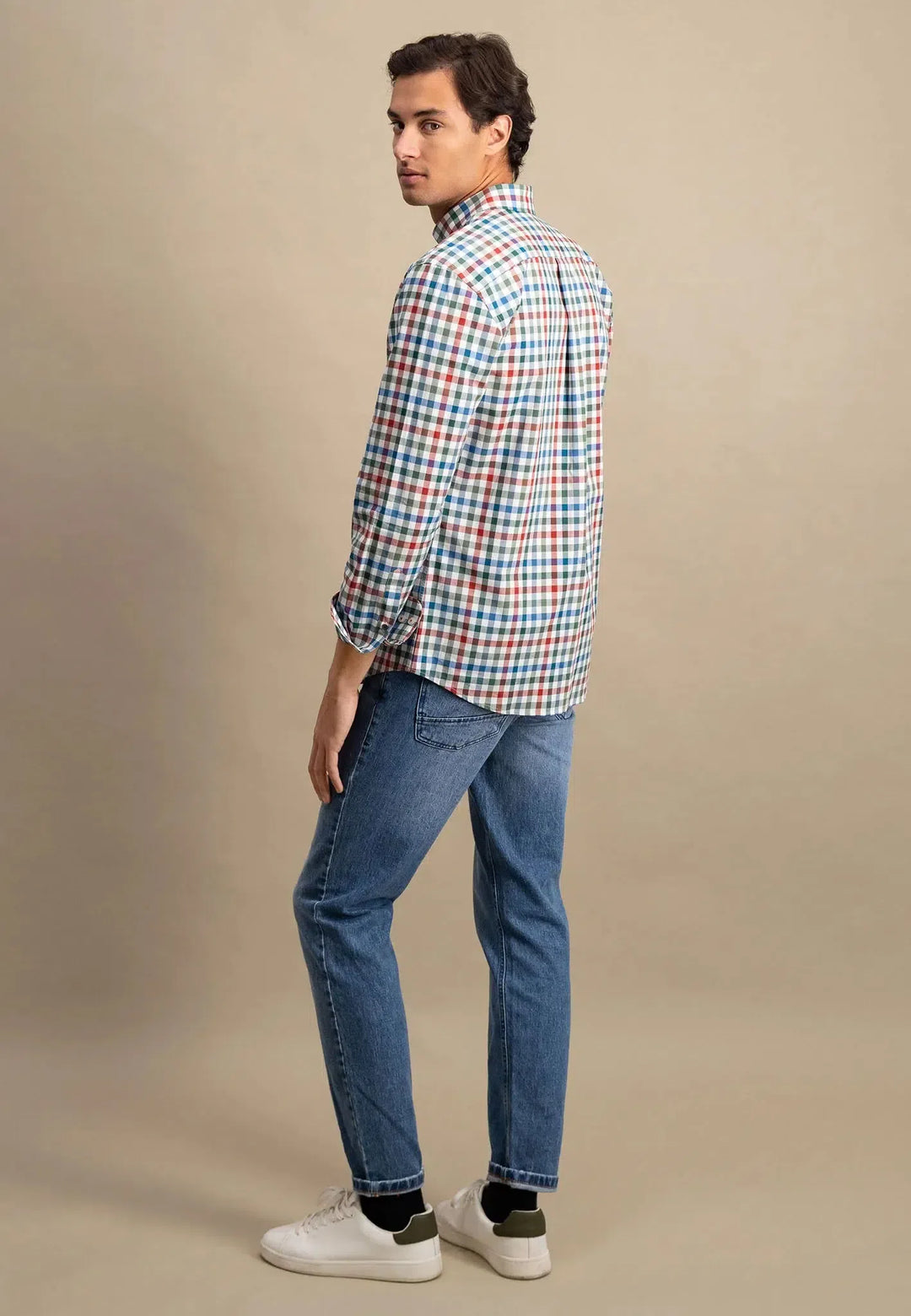 Classic Combi Check Shirt Rust-Fynch-Hatton UK