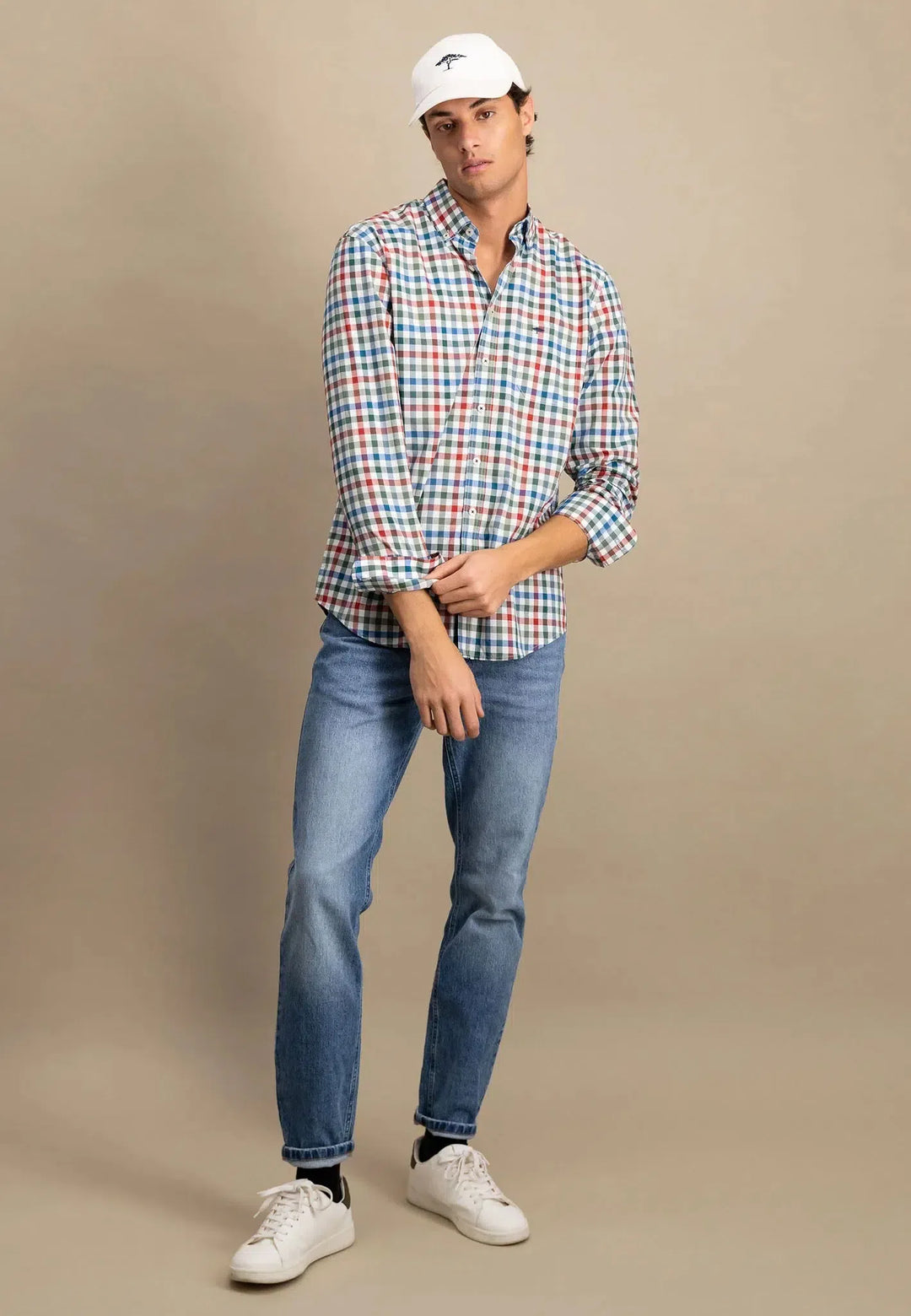 Classic Combi Check Shirt Rust-Fynch-Hatton UK