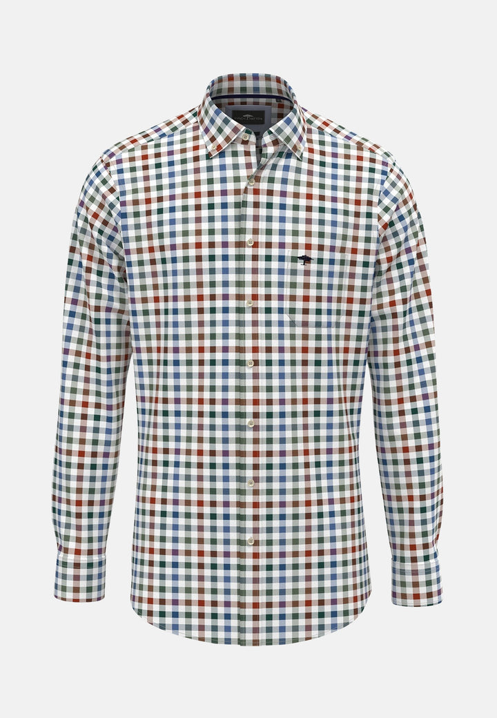 Classic Combi Check Shirt Rust-Fynch-Hatton UK