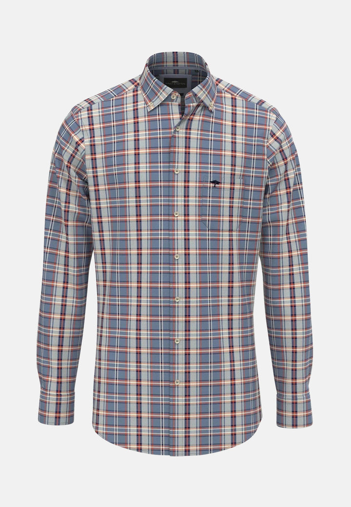 Classic Mixed Check Shirt Cloud Blue-Fynch-Hatton UK