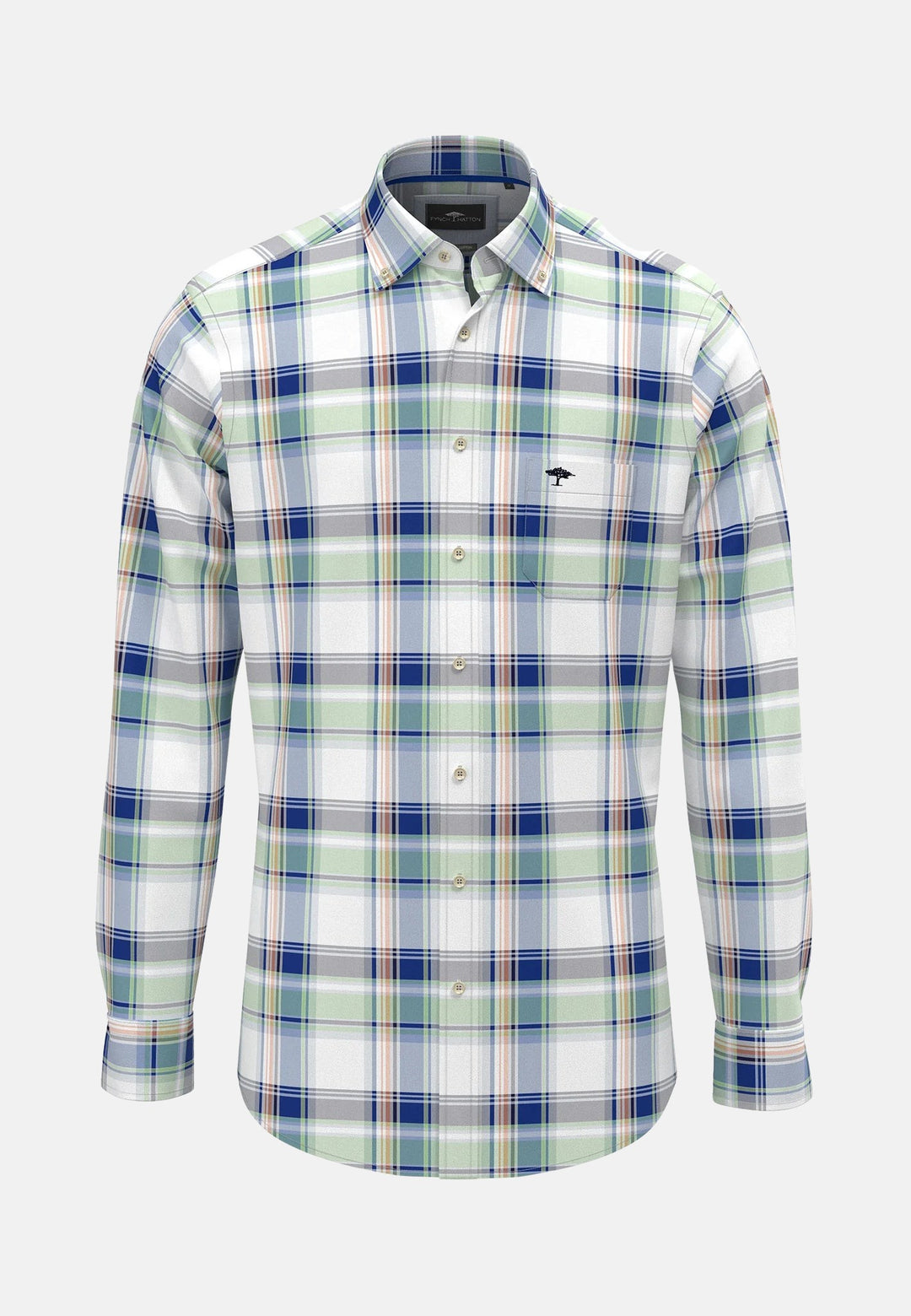 Colorful Combi Check Shirt Strong Blue-Fynch-Hatton UK