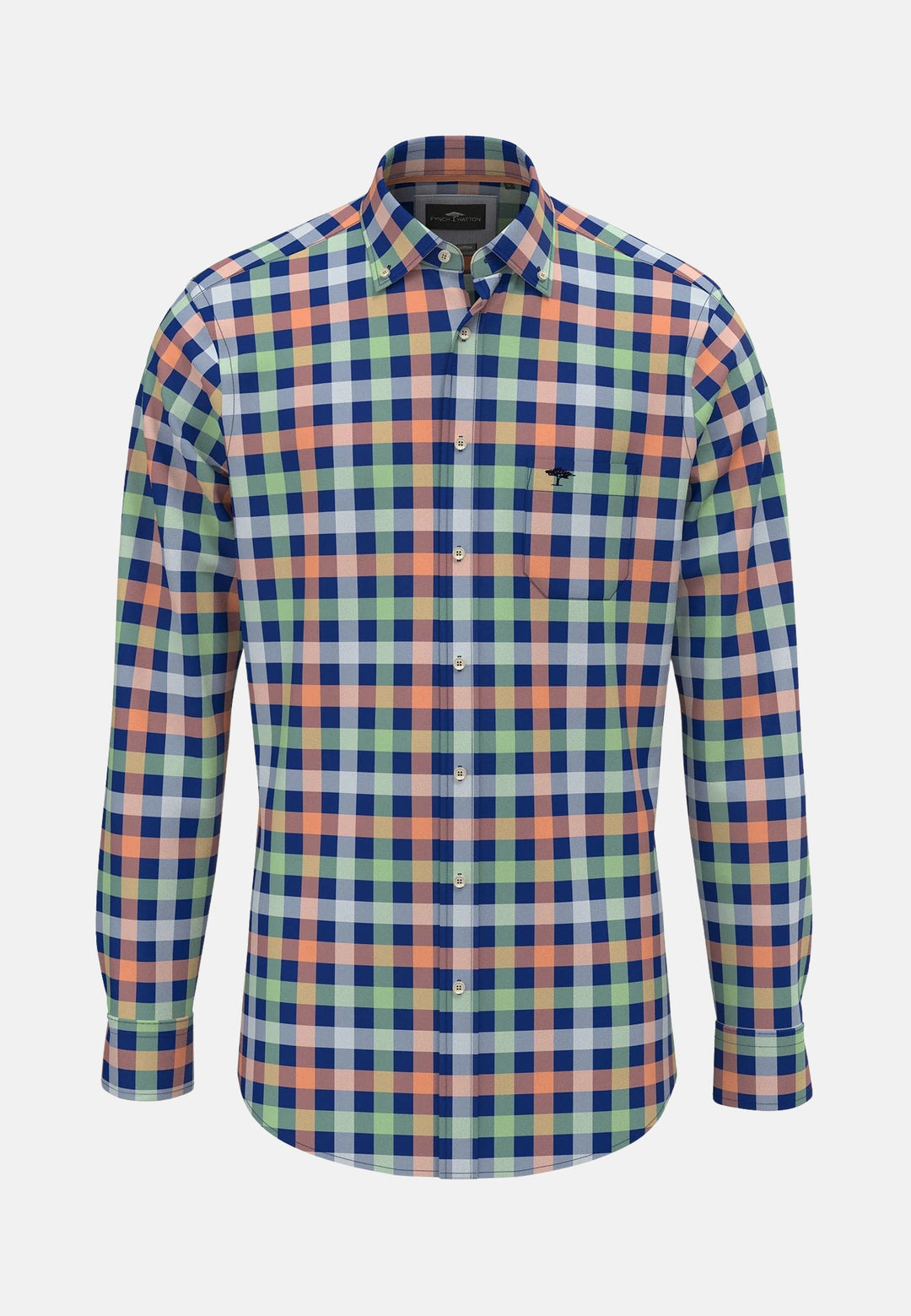 Colorful Combi Check Shirt Sunny Orange-Fynch-Hatton UK