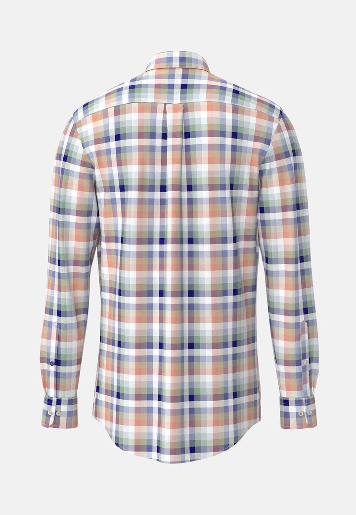 Colourful Combi Check B.D. Shirt Peach-Fynch-Hatton UK
