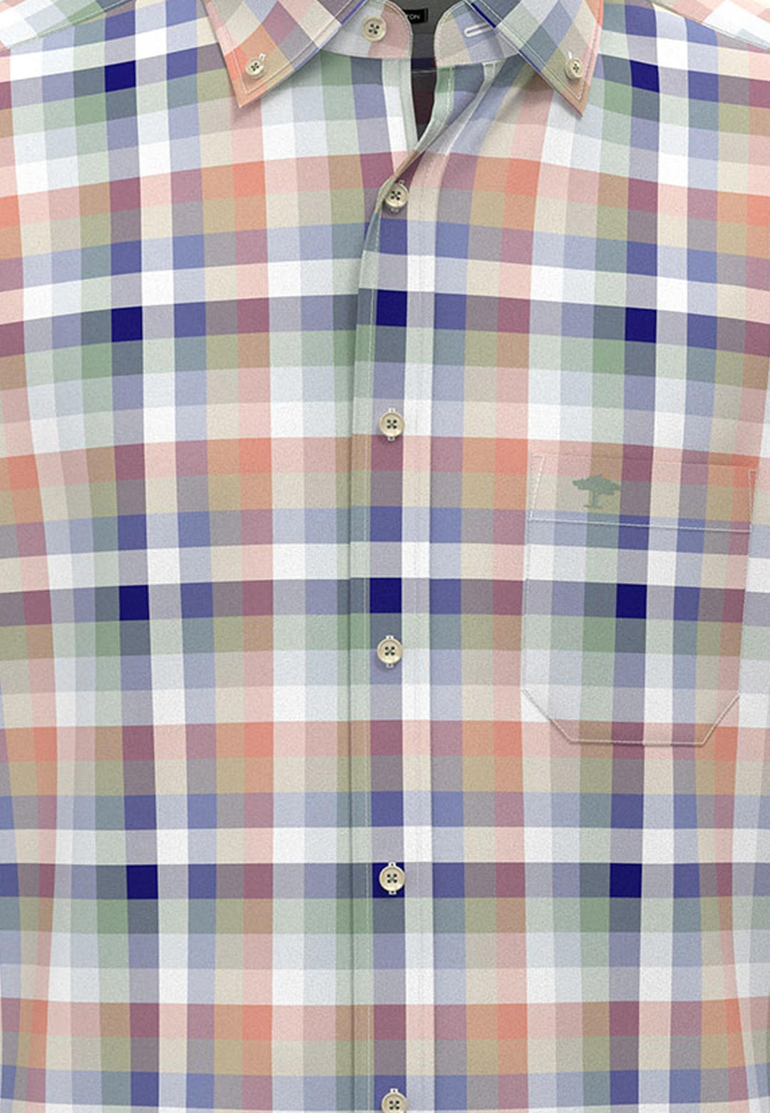 Colourful Combi Check B.D. Shirt Peach-Fynch-Hatton UK