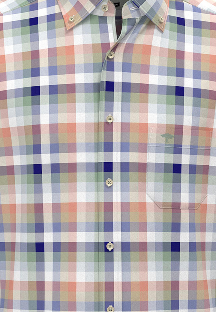 Colourful Combi Check B.D. Shirt Peach-Fynch-Hatton UK