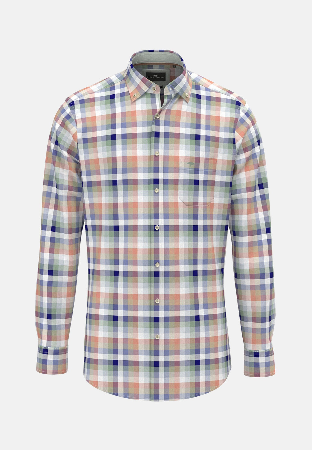 Colourful Combi Check B.D. Shirt Peach-Fynch-Hatton UK