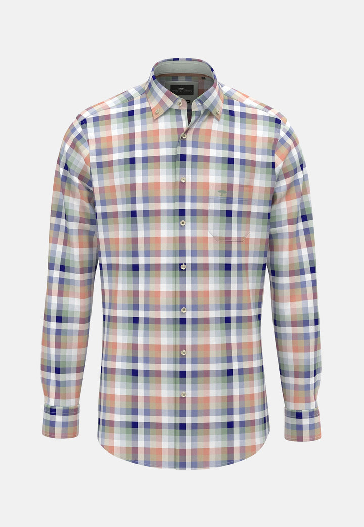Colourful Combi Check B.D. Shirt Peach-Fynch-Hatton UK