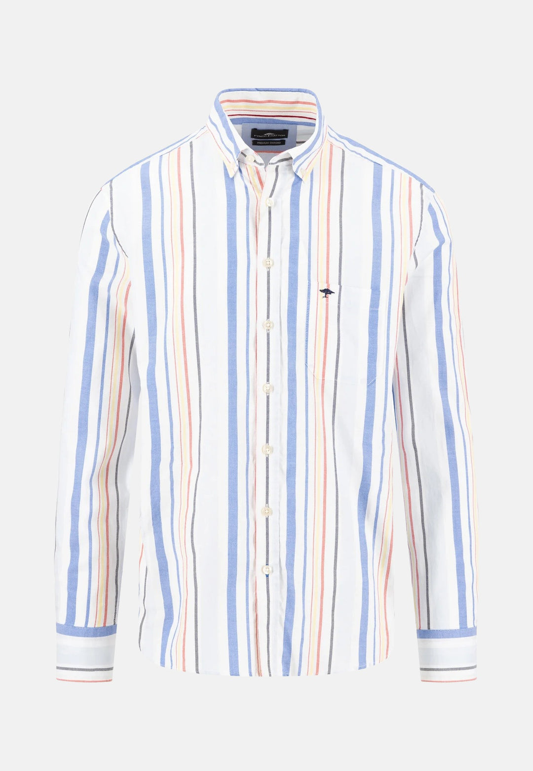 Colourful Oxford Stripes Shirt Poppy Red-Fynch-Hatton UK