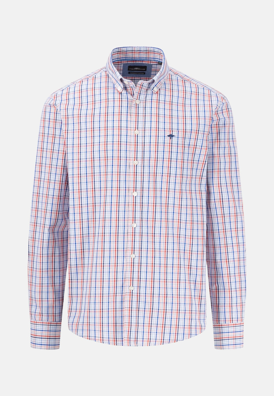 Combi Check Shirt Poppy Red-Fynch-Hatton UK