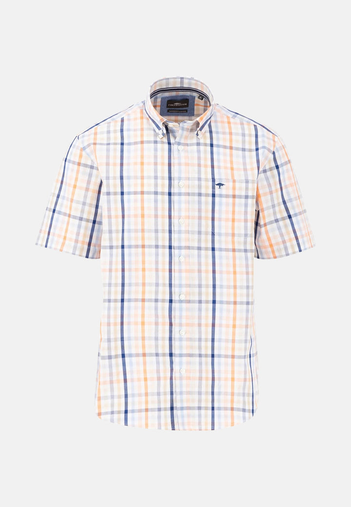 Combi Check Short Sleeved Shirt Sunny Orange-Fynch-Hatton UK