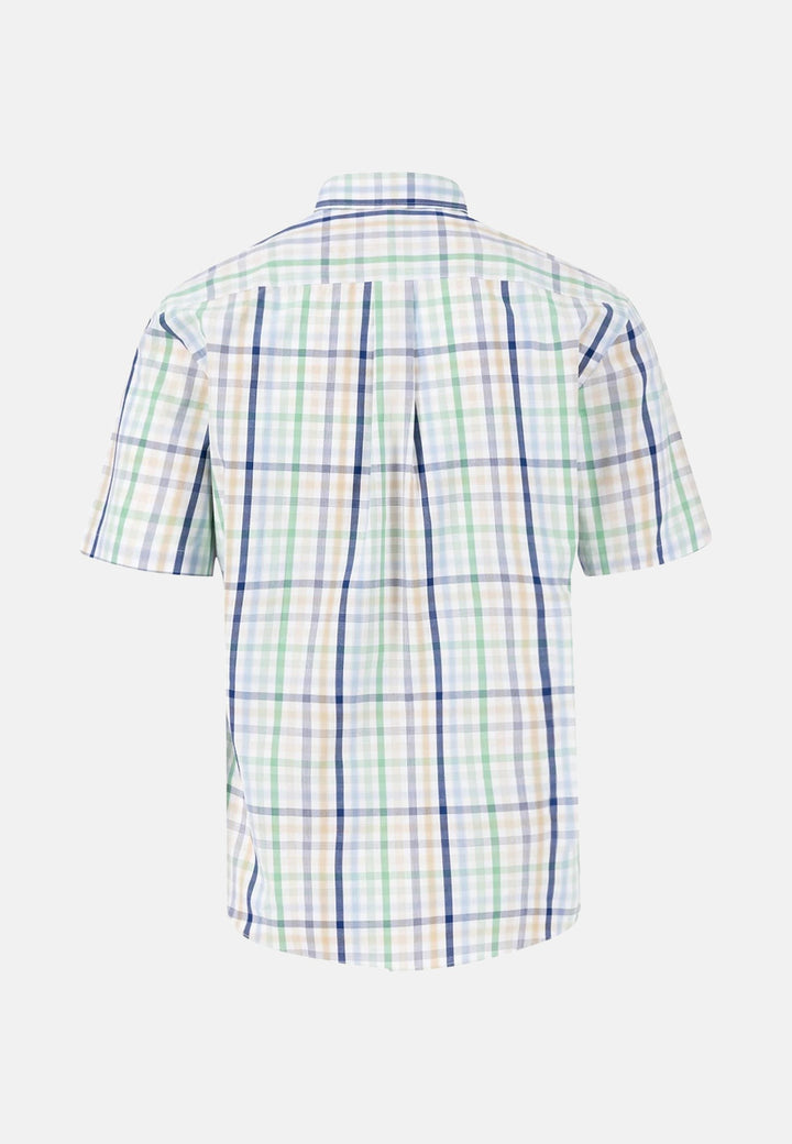 Combi Check Short Sleeved Shirt Turf Green-Fynch-Hatton UK