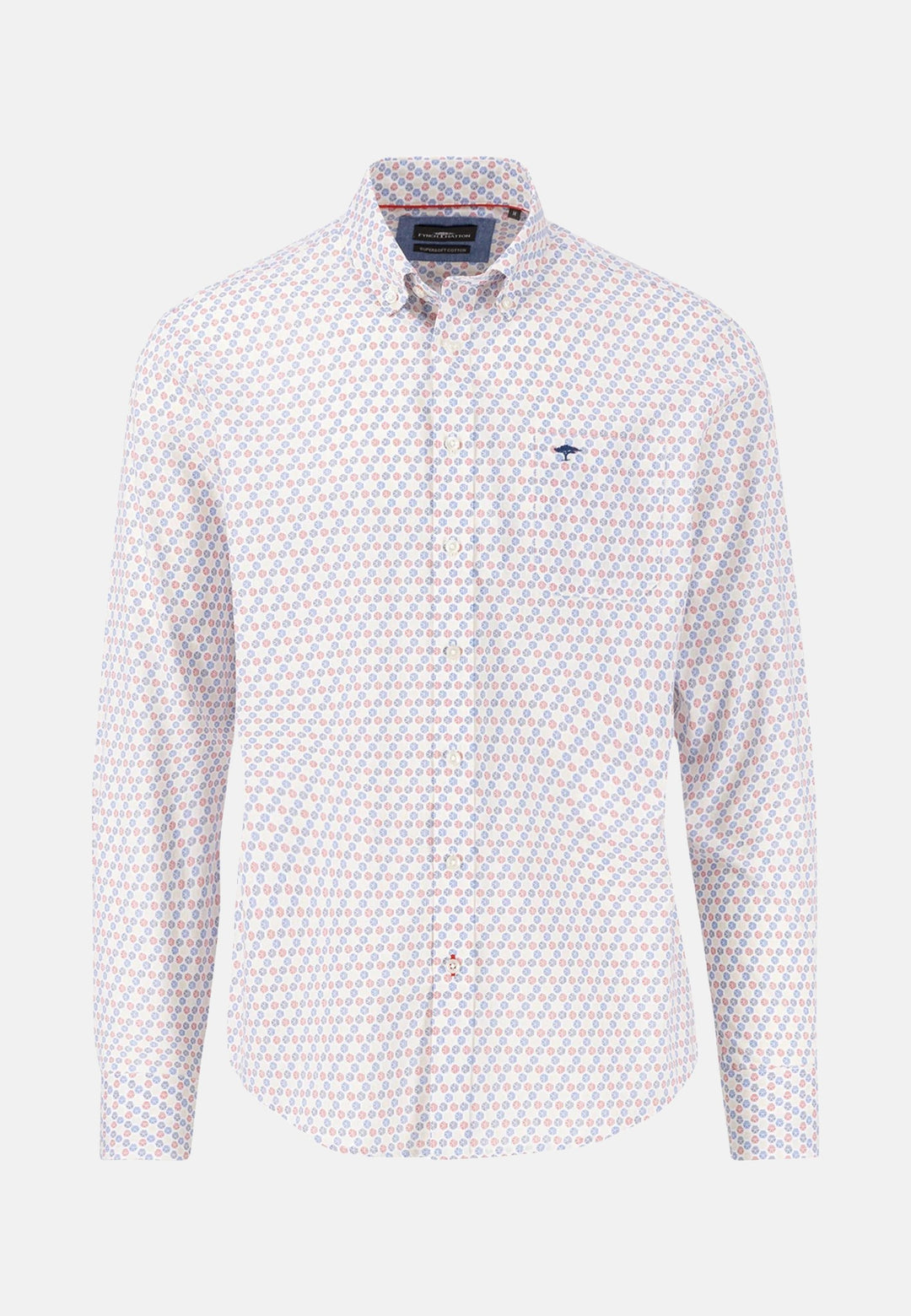 Combi Pattern Shirt Poppy Red-Fynch-Hatton UK