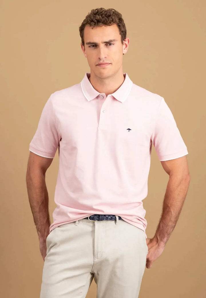 Contrast Tipping Polo Shirt Light Peony-Fynch-Hatton UK