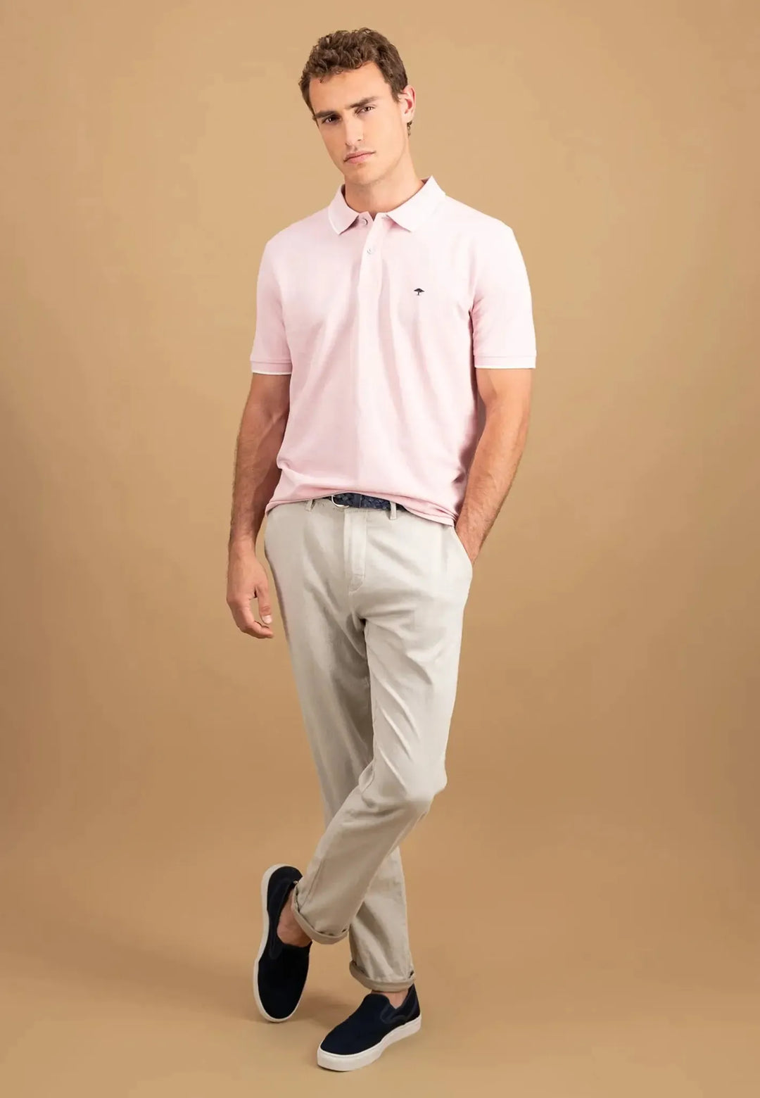 Contrast Tipping Polo Shirt Light Peony-Fynch-Hatton UK