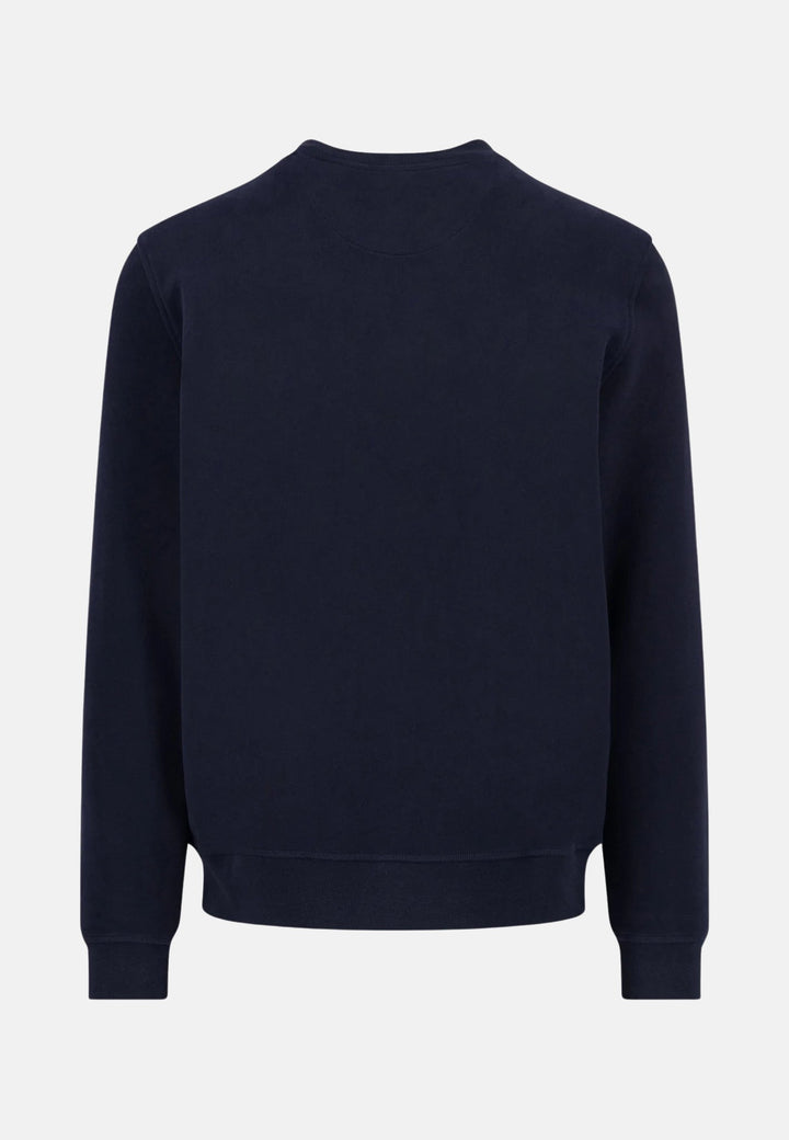 Cotton Crewneck Sweatshirt Navy-Fynch-Hatton UK